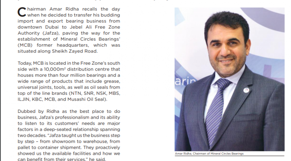 MCB featured in Jafza’s The Zone Magazine