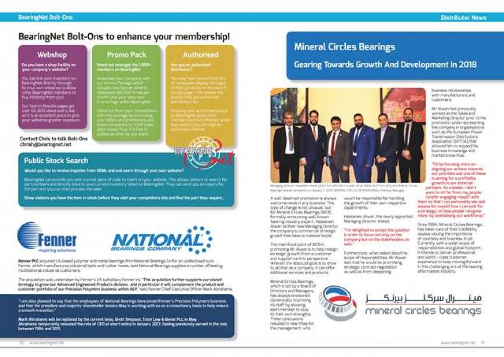 MCB’s 2018 Growth & Development Plans Featured by BearingNet