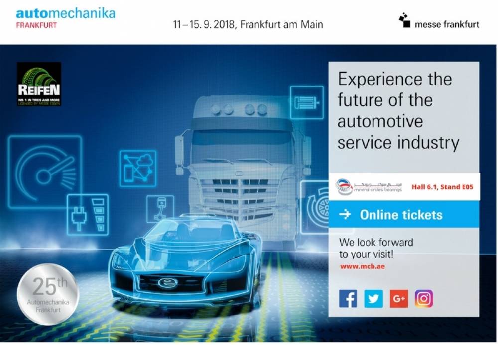 Mineral Circles Bearings joins key automotive aftermarket players at Automechanika Frankfurt’s 25th anniversary this 2018